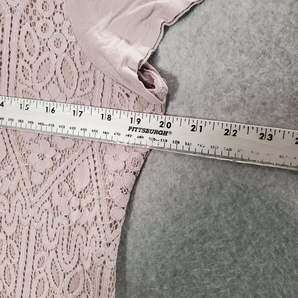 Simply Vera Wang Women Top Large Pink Lace V Neck Short Sleeve READ - Picture 5 of 10
